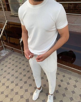 комплект футболка і штани чоловічі, костюм чоловічий повсякденний білий vz-k26-1 фото