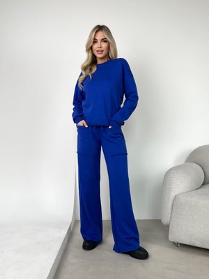 Жіночий костюм двійка прогулянковий вільний світшот та штани синій MixCargo розмір 40-42 7722-SL фото