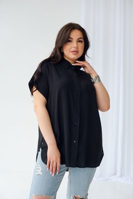 Сорочка жіноча оверсайз літня з коротким рукавом чорна 5230-2 фото
