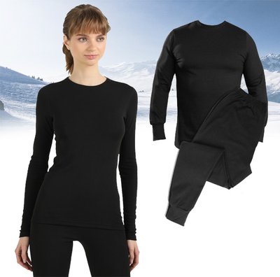 Термобілизна жіноча зимова на флісі чорна, комплект термо 770610 фото