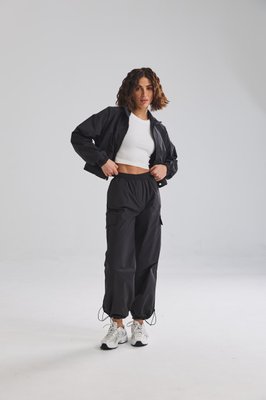 Костюм жіночий вітровка і штани карго плащівка чорний розмір XS 703-01-103-01-SL фото