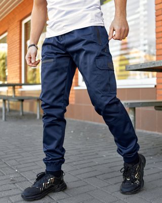 Чоловічі штани котонові карго з кишенями GRID сині 8791253288 фото