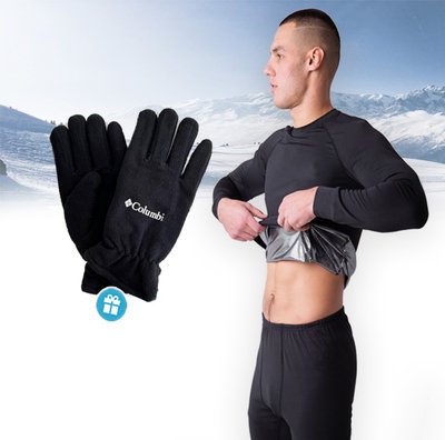 Термобілизна чоловіча Omni Heat зимова чорна + рукавички флісові чорні 770613-5 фото