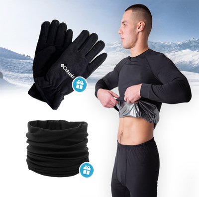 Термобілизна чоловіча Omni Heat зимова чорна + рукавички флісові і баф 770613-6 фото