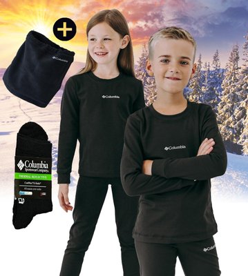 Термобілизна зимова дитяча на флісі чорна, комплект термобілизни термошкарпетки і бафф флісовий 770953-2 фото