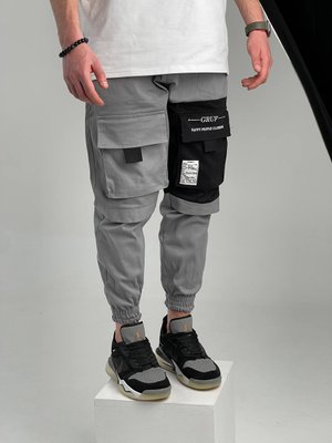 Чоловічі штани карго з кишенями котонові сірі 120110-OLIM фото