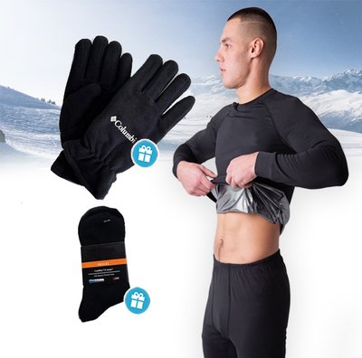 Термобілизна чоловіча Omni-Heat зимова чорна + рукавички флісові і Термошкарпетки 770613-7 фото
