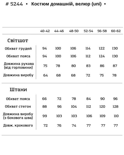 Домашній велюровий костюм жіночий, плюшева піжама чорна SL-5244 фото