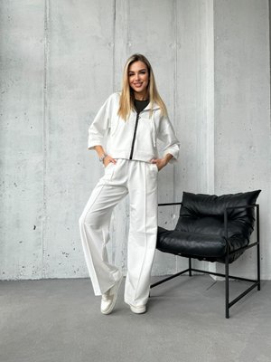 Жіночий костюм двійка кофта та штани білий Madrid розмір 40-42 5247-SL фото