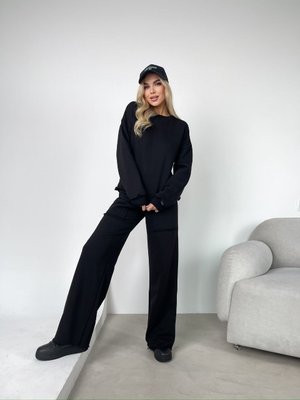 Жіночий костюм двійка прогулянковий вільний світшот та штани чорний MixCargo розмір 40-42 7722-SL-3 фото