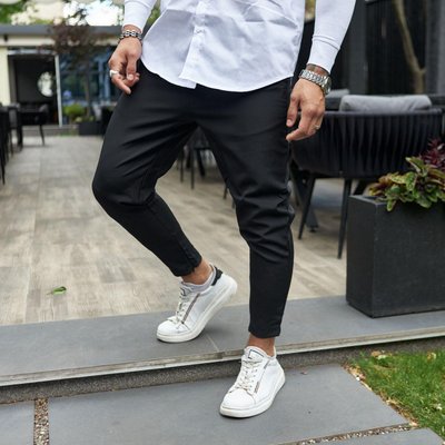 Чоловічі штани класичні заужені, штани молоді приваблені, модні штани щоденні чорні 770281-2-kairo фото