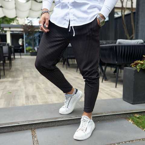 Купить Мужские брюки классические зауженные, штаны молодежные приталенные,модные брюки повседневные черные 770281-2-kairo в интернет магазине Kairo