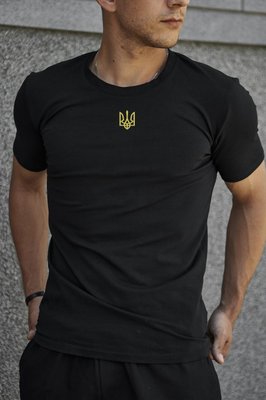 Футболка чоловіча з гербом України однотонна патріотична чорна 9133669594-kairo фото