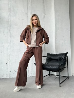 Жіночий костюм двійка кофта та штани шоколад Madrid розмір 40-42 5247-SL-1 фото