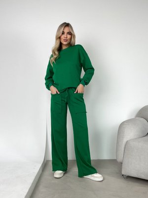 Жіночий костюм двійка прогулянковий вільний світшот та штани зелений MixCargo розмір 40-42 7722-SL-4 фото