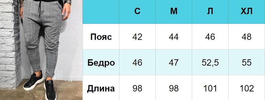 Чоловічі штани класичні в клітку чорні J0002-1-kairo фото