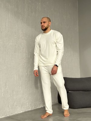 Піжама домашній костюм чоловічий велюровий молочний 5244-SL-1 фото