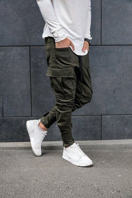Чоловічі штани карго з кишенями бавовна хакі 770502 фото