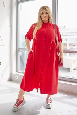 Сукня сорочка жіноча літня довга червона Алібі великі розміри 56-58 5249-SL-1 фото