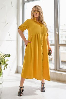 Сукня сорочка жіноча літня довга гірчиця Алібі великі розміри 56-58 5249-SL-3 фото