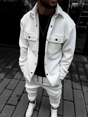 Чоловічий костюм сорочка та штани котон білий 771026-SL фото