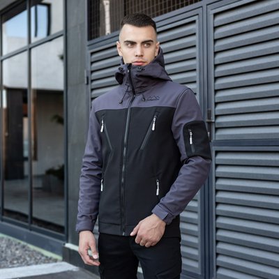 Чоловіча куртка Soft Shell з капюшоном на флісі Jacket "Korol' Lev" сіра розмір S 00125 фото