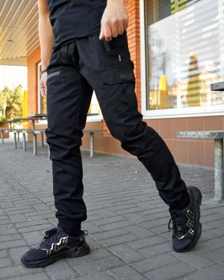 Чоловічі штани котонові карго з кишенями GRID чорний 9222142453 фото