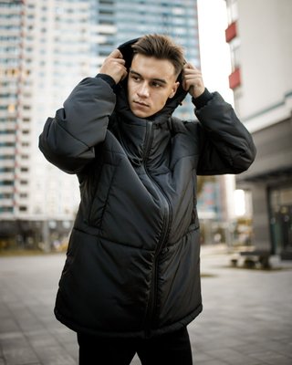 куртка парка зимова чоловіча з капюшоном чорна ТЗ-4 LEAF ТЗ-4 фото